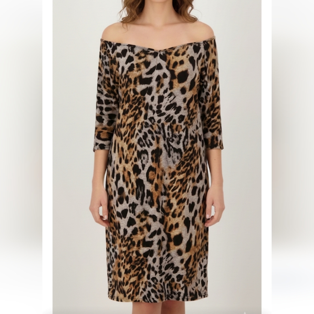 Leopard Print Off The Shoulders Dress